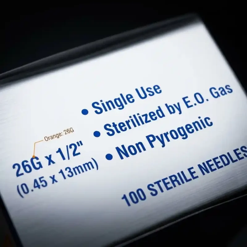 Healthease Sterile Hypodermic Needles 26G x 12 (100 Needles) - Royalty Occupational Health (3)