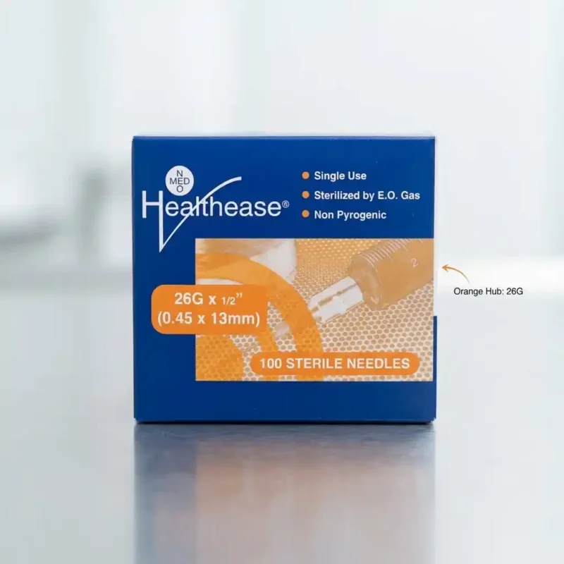 Healthease Sterile Hypodermic Needles 26G x 12 (100 Needles) - Royalty Occupational Health (3)